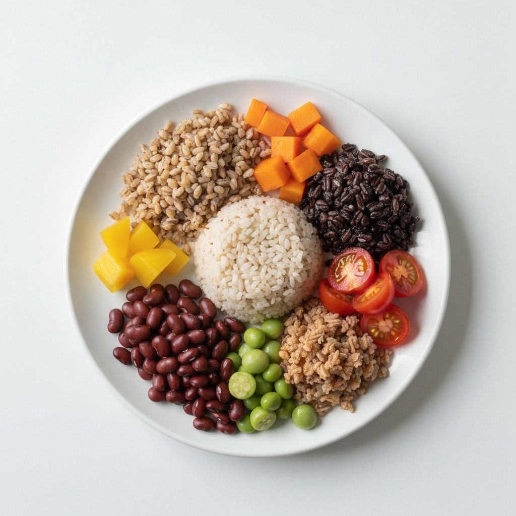 Balanced plate representing nutritional principles